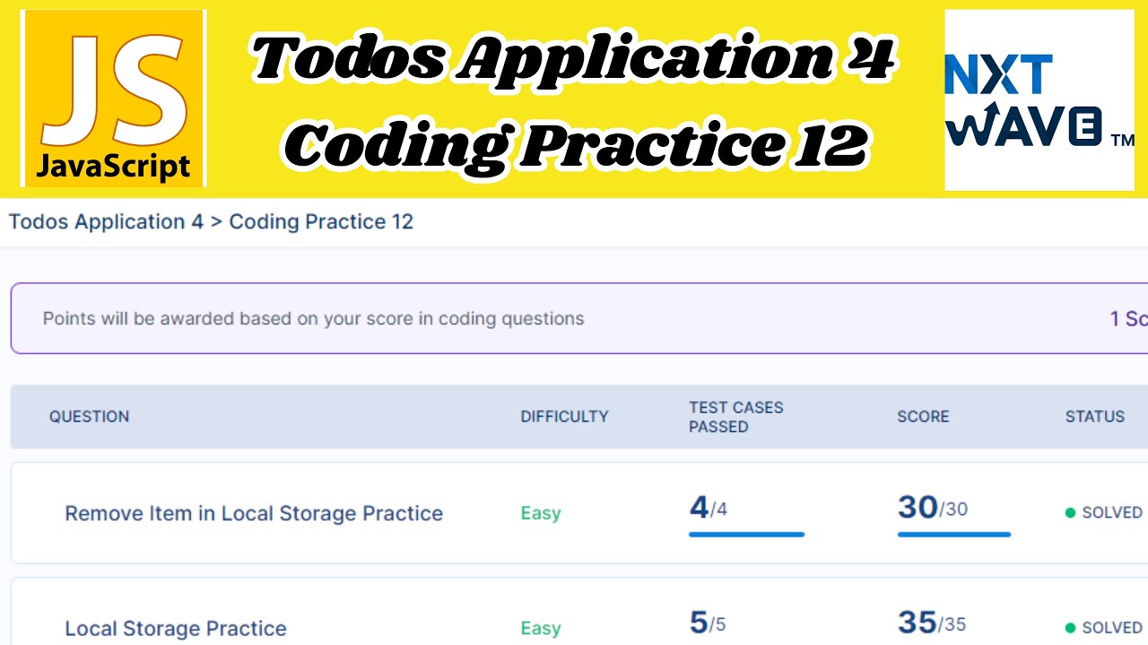 Todos Application 4 | Coding Practice 12 Answers | JavaScript | NxtWave | CCBP 4.0