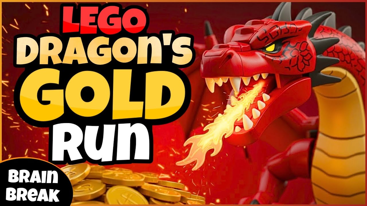 🐉 LEGO Dragon's Gold Run ⭐ Фитнес-забег | Перерыв для мозга | Упражнения | Вдохновлено GoNoodle