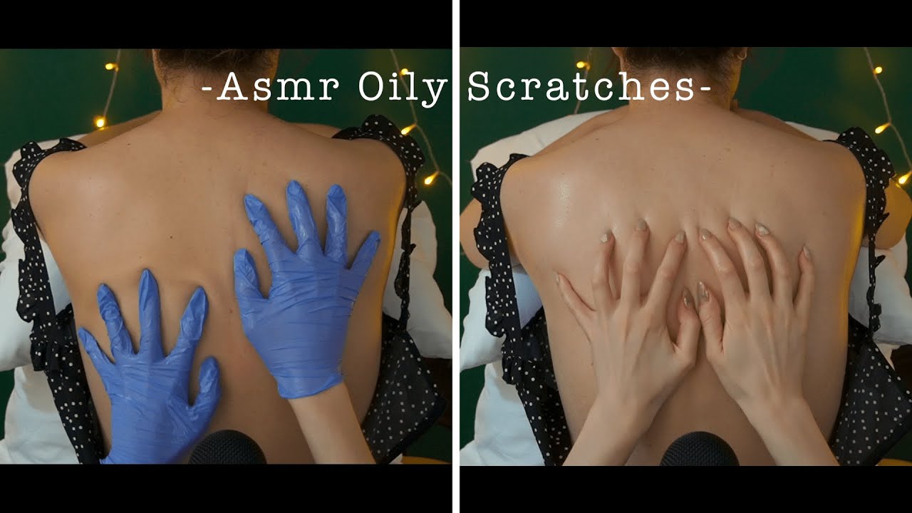 ASMR Back scratching and massage over crackly oil - no talking