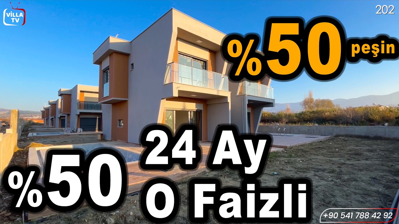 %50 Peşin %50 24 Ay 0 Faizle Taksitli Satılık  Villa Kuşadası Davutlar'da