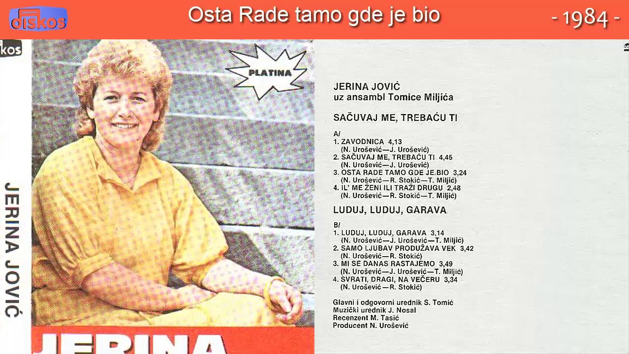 Jerina Jovic - Sacuvaj me, trebacu ti - (Audio 1984) - CEO ALBUM