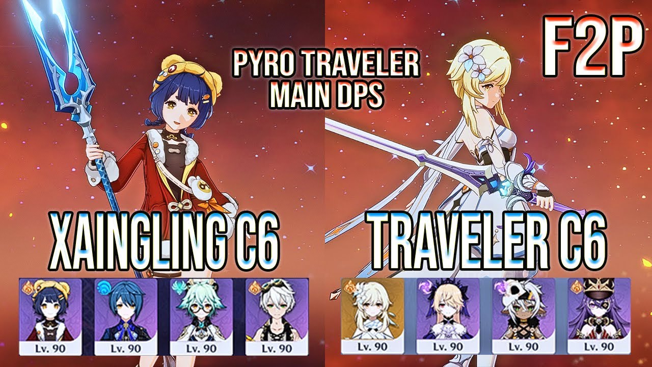 F2P Xiangling C6 National & Traveler C6 Main DPS Spiral Abyss Floor 12 Genshin Impact