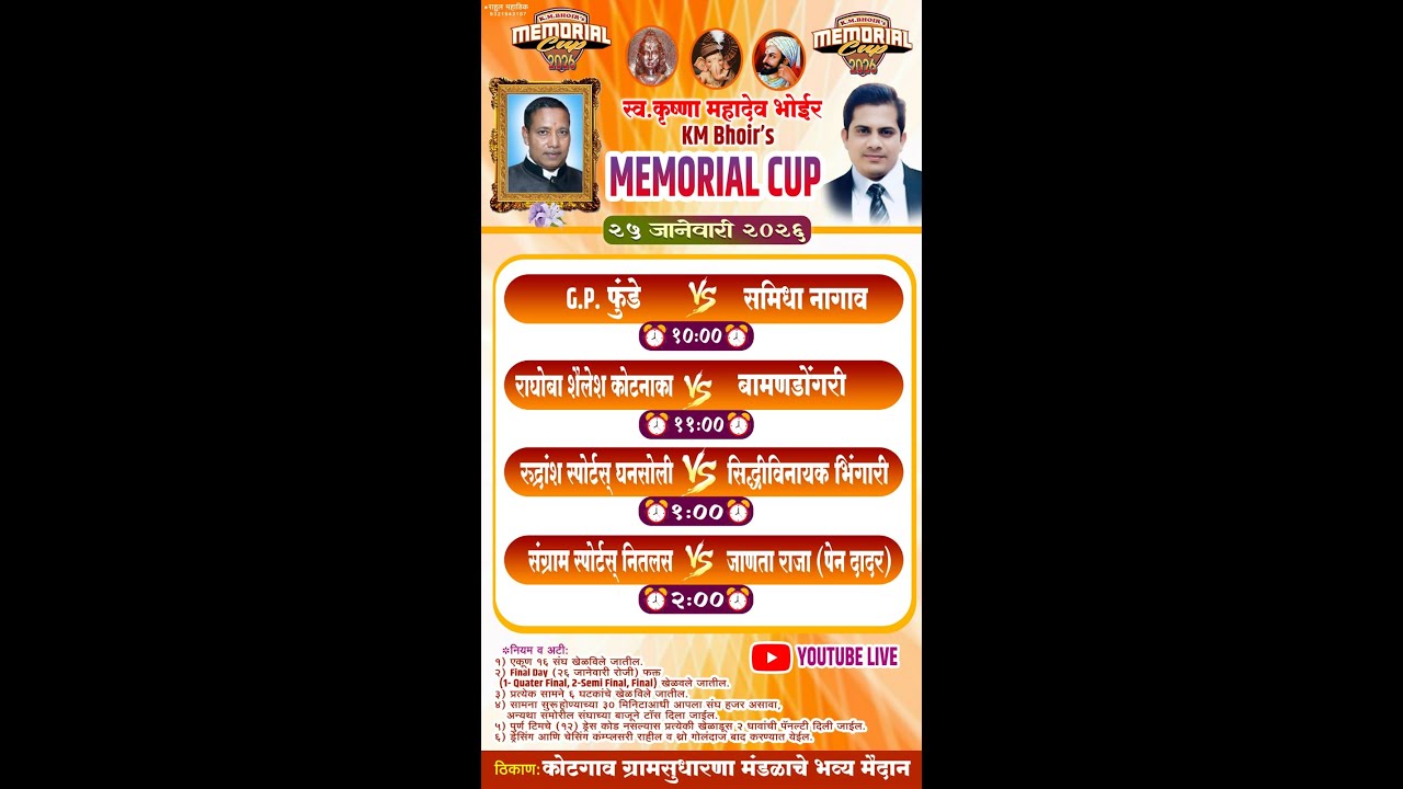 DAY - 2 || K.M.BHOIR'S MEMORIAL CUP 2026 || KOTNAKA URAN #jollylivetelecast