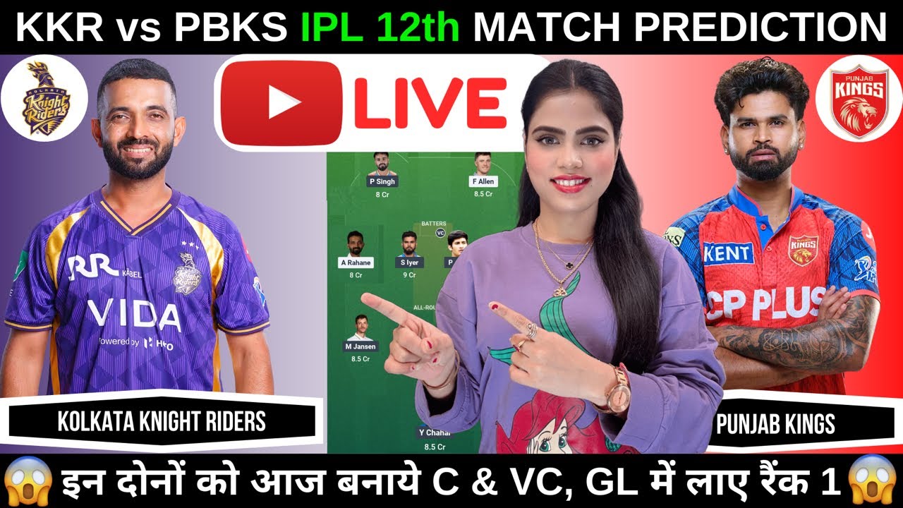 KKR vs PBKS Llive Today Match Prediction | Kolkata Knight Riders vs Punjab Kings | IPL2026 Match 12