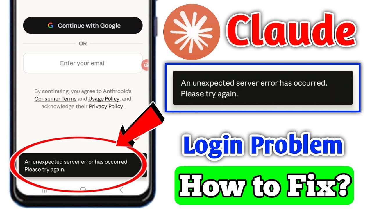 Claude An unexpected server error has occurred. Please try again Problem | Claude Login Problem