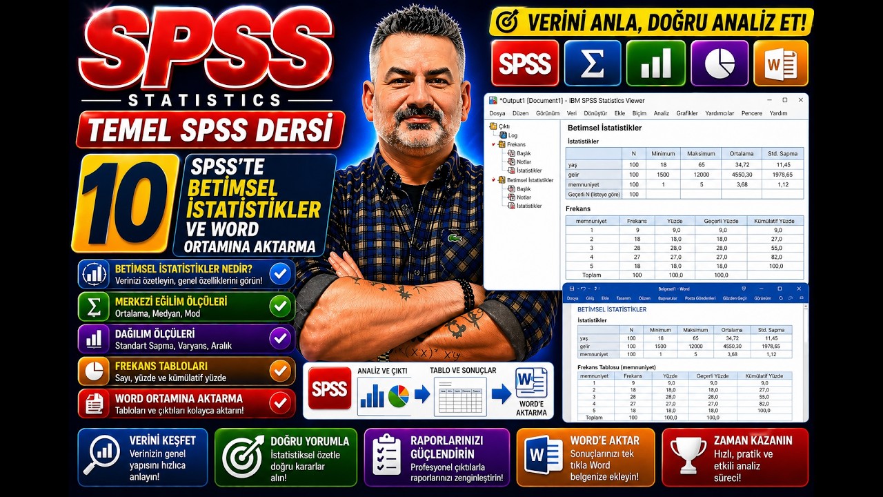 TEMEL SPSS DERSİ 10 - SPSS'TE BETİMSEL İSTATİSTİKLER VE WORD ORTAMINA AKTARMA