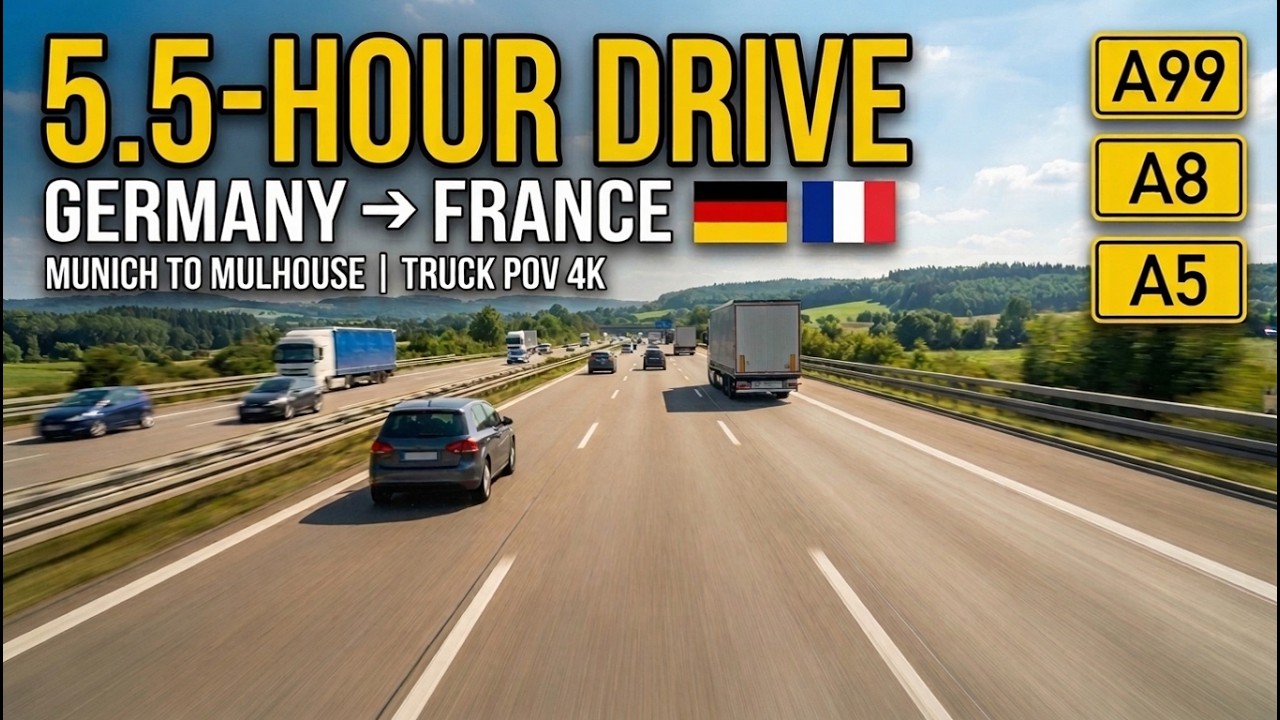 Ultimate 5.5-Hour Autobahn Drive 🇩🇪 | Munich to France 🇫🇷 | A8 A5 | Truck POV 4K