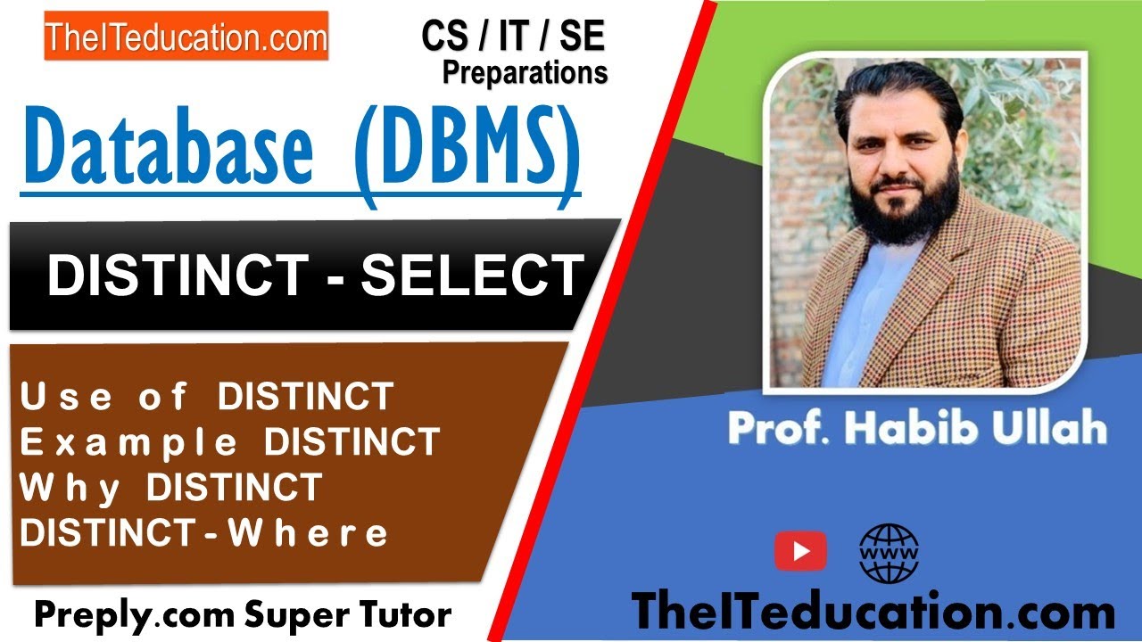 SQL: SELECT DISTINCT | with Example | DBMS | Urdu |