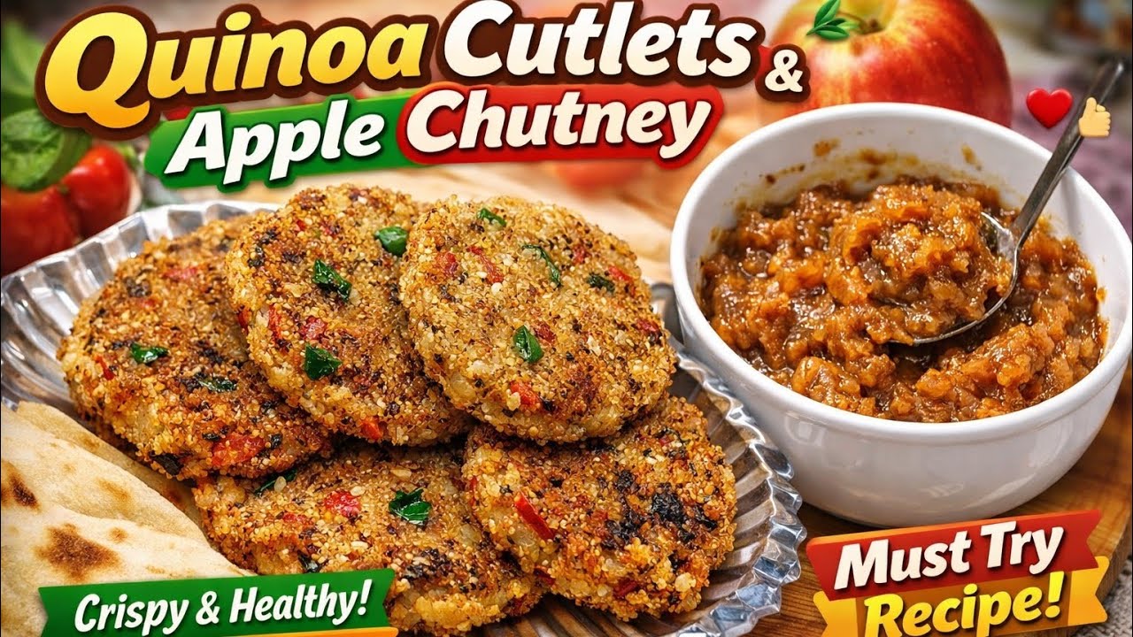  “Healthy Quinoa Oats Cutlets with Sweet & Tangy Apple Chutney | Crispy & Tasty Snack Recipe” 😋