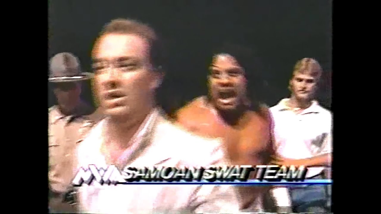 Samoan Swat Team in action   Pro July 22nd, 1989