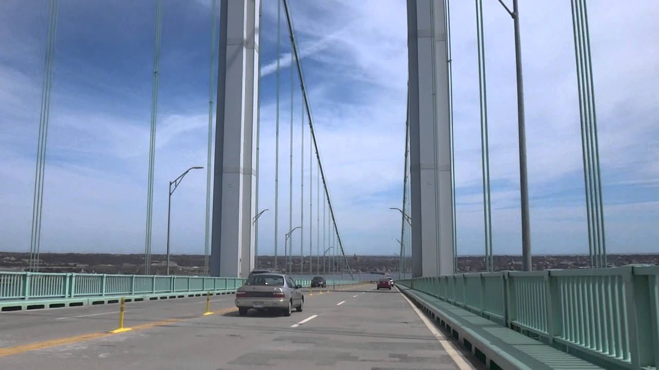 Driving Over the Claiborne Pell Newport Bridge to Newport, RI