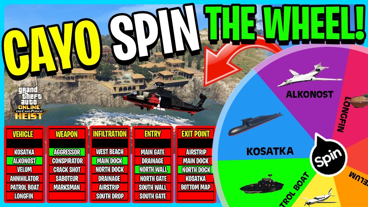 Cayo Perico Heist But The Wheel DECIDES How We Do It! (GTA 5 ONLINE)