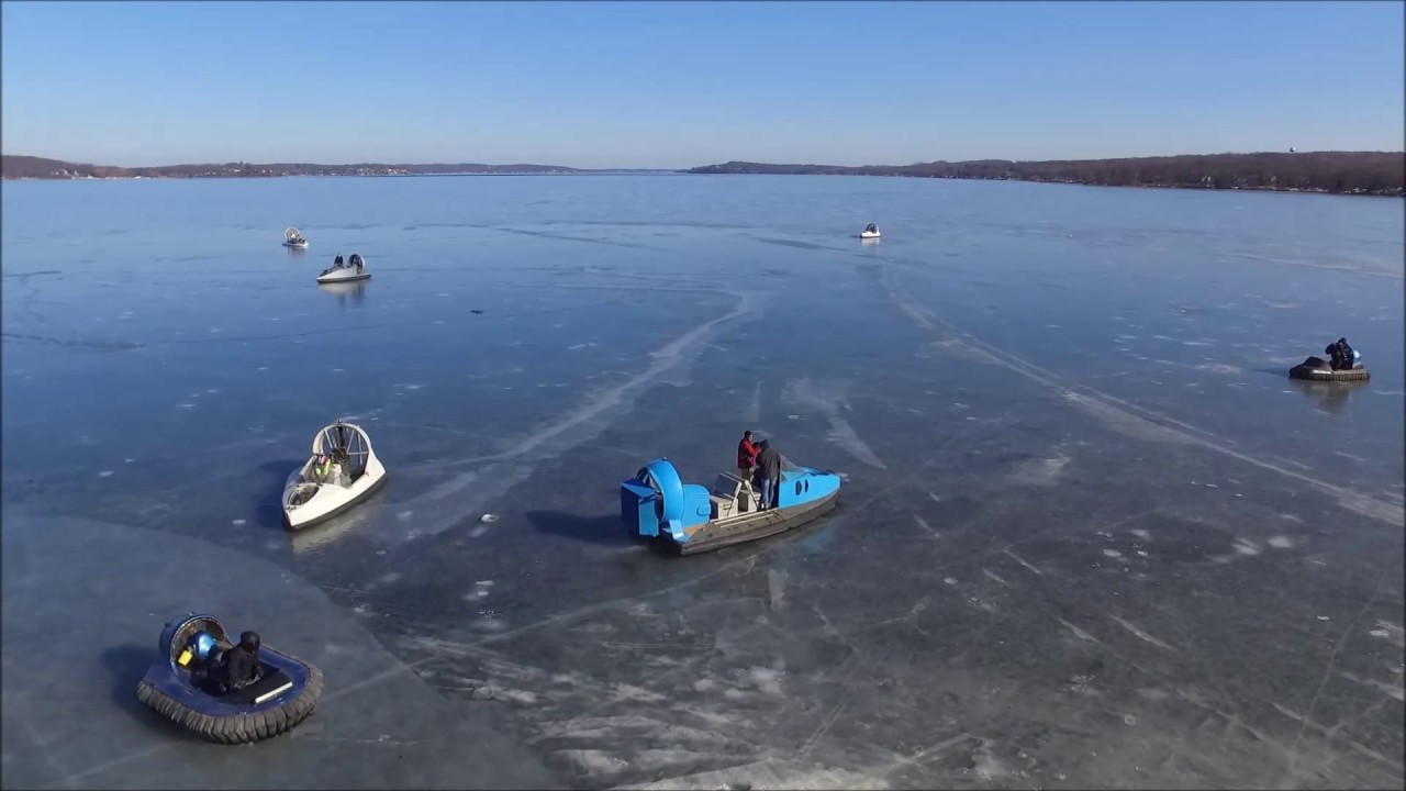Hovercraft on ice,  Geneva Lake Wisconsin