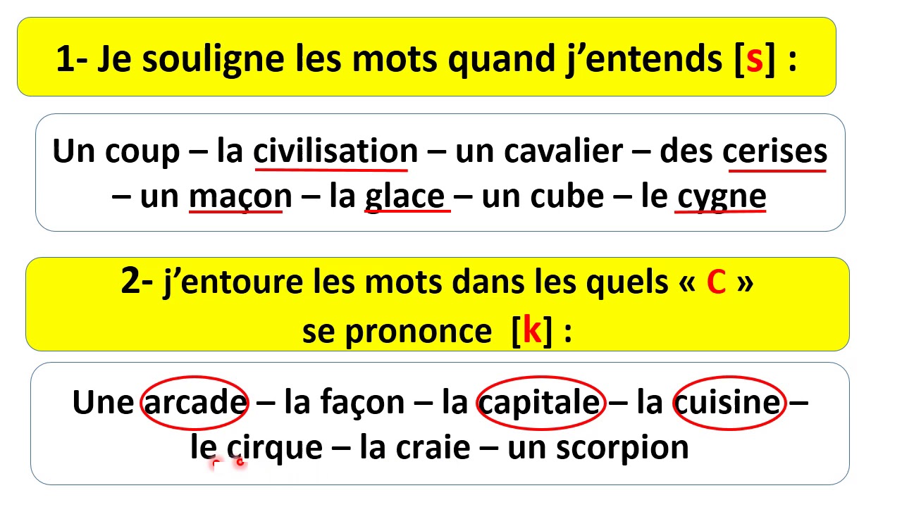 - [La lettre « c » se prononce [s] //La lettre « c » se prononce [k