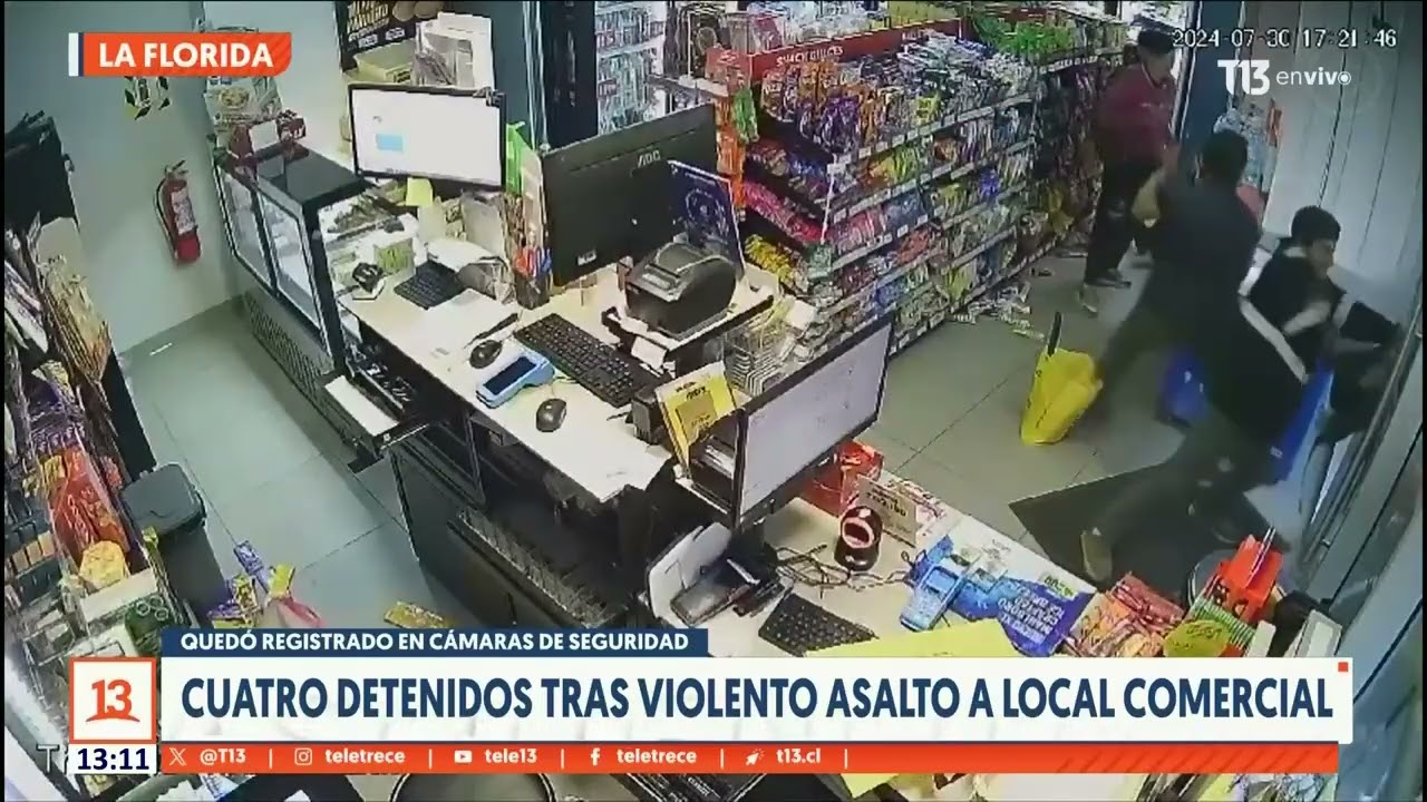 Quedaron atrapados en el local: 4 delincuentes detenidos tras asalto en La Florida