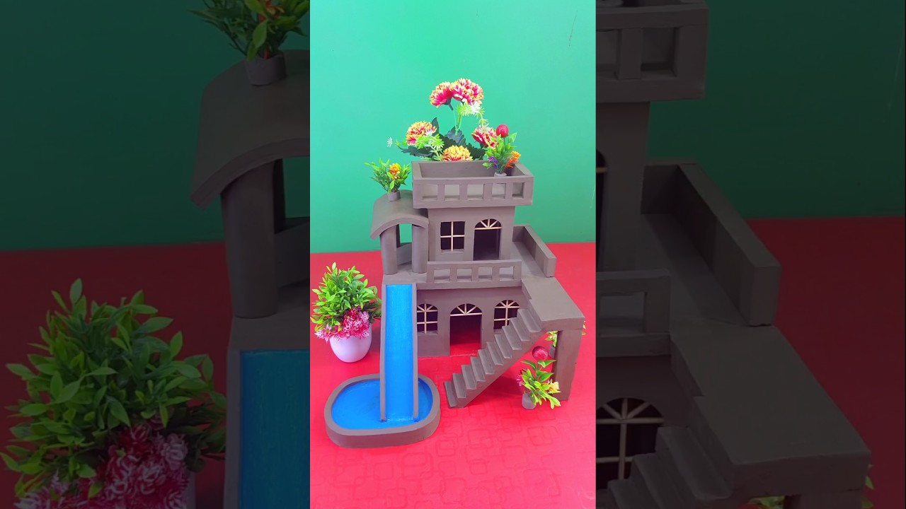 DIY Beautifull Modern miniature Clay house 🏡 #craft #clayhouse #clayideas #miniature #clayart