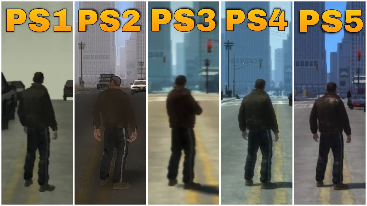 GTA 4 GRAPHICS COMPARISON PS1 VS PS2 VS PS3 VS PS4 VS PS5