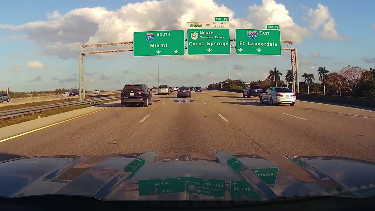 Driving south on I-75 towards Miami. Beautiful day for driving with easy traffic.