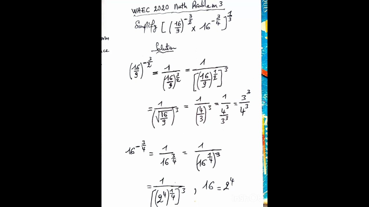 WAEC 2020 Math Problem 3 | Simplification of fractions