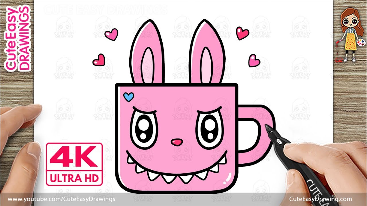 How to Draw a Cute Labubu Tea Cup Easy Step-By-Step Drawing and Coloring for Kids and Toddlers
