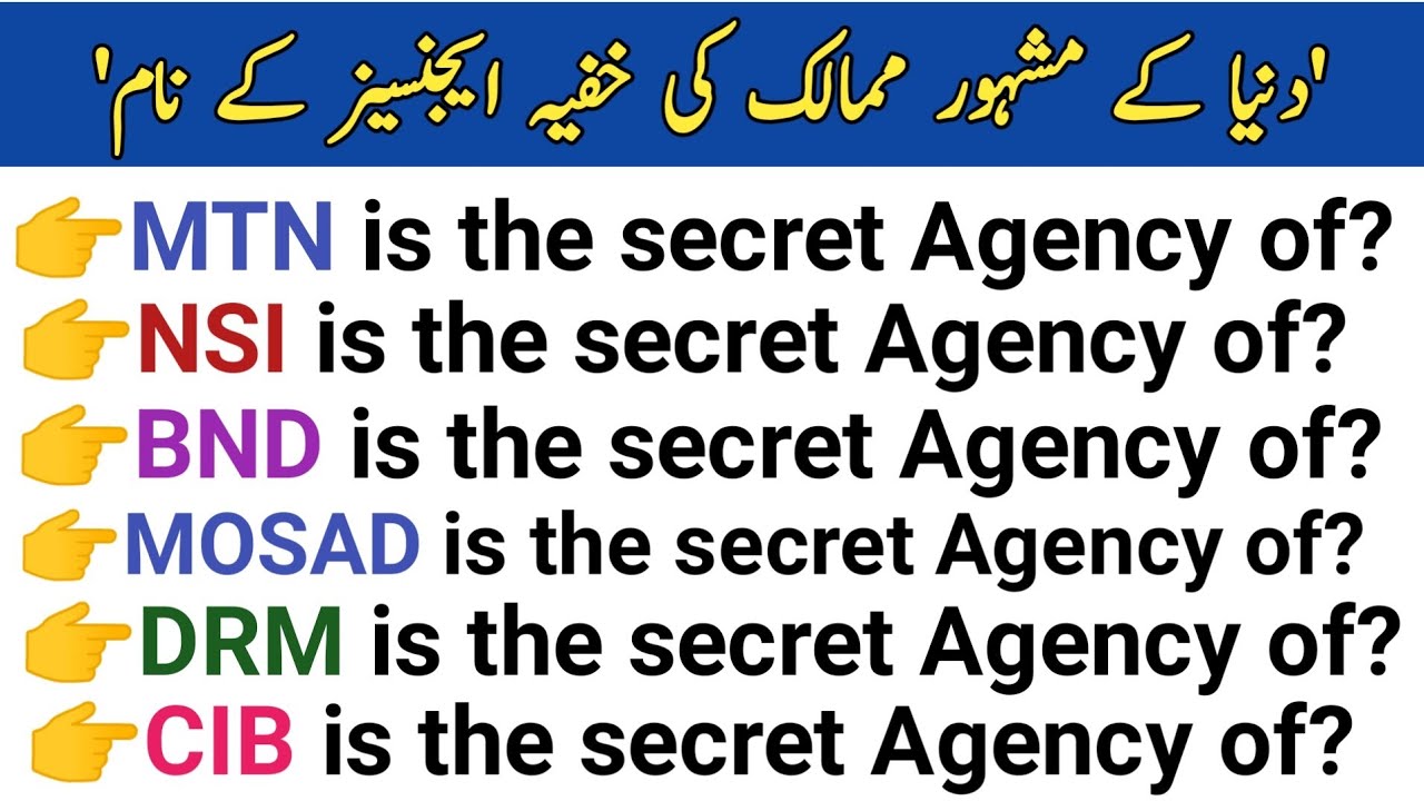 Famous Secret Agencies of the world