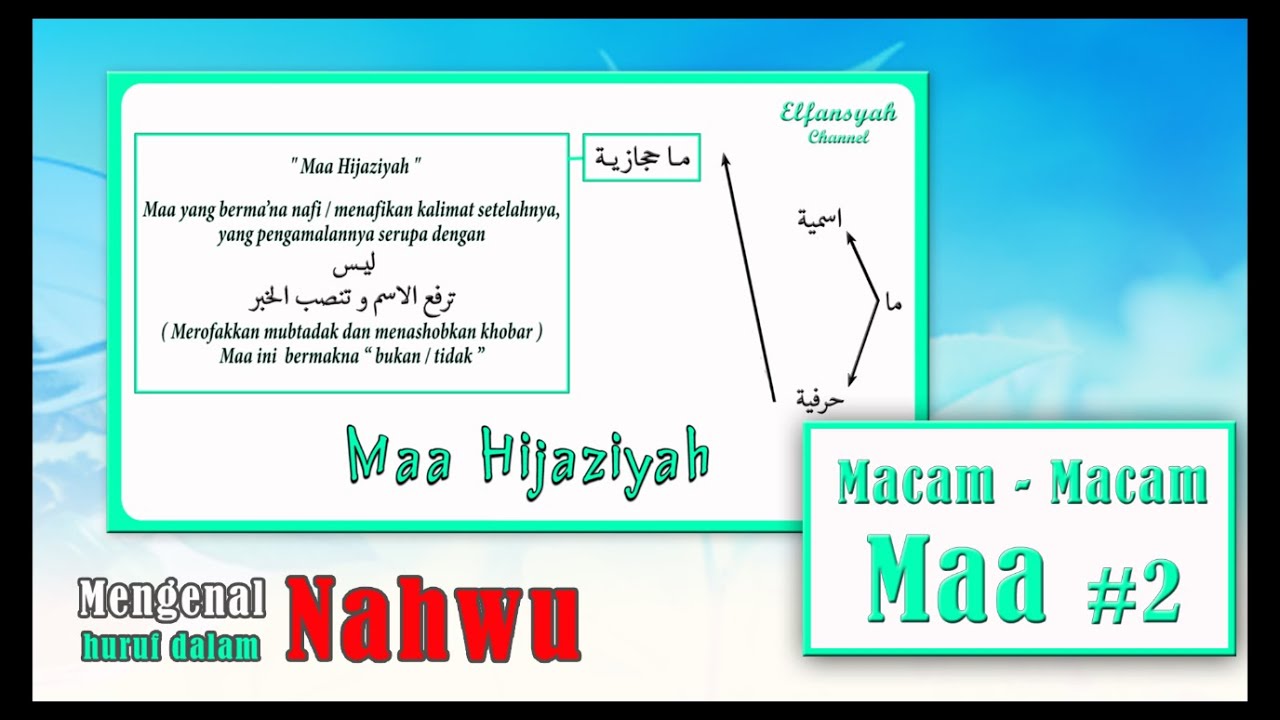 Jenis - Jenis Maa ( ما ) | Maa Hijaziyah