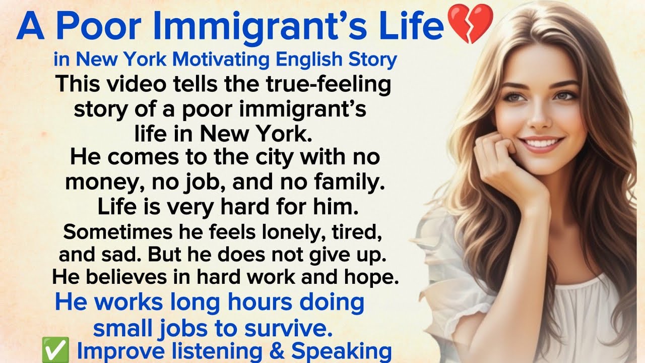 A Poor Immigrant’s Life in New York 💔 | Motivating English Story (A1–A2)