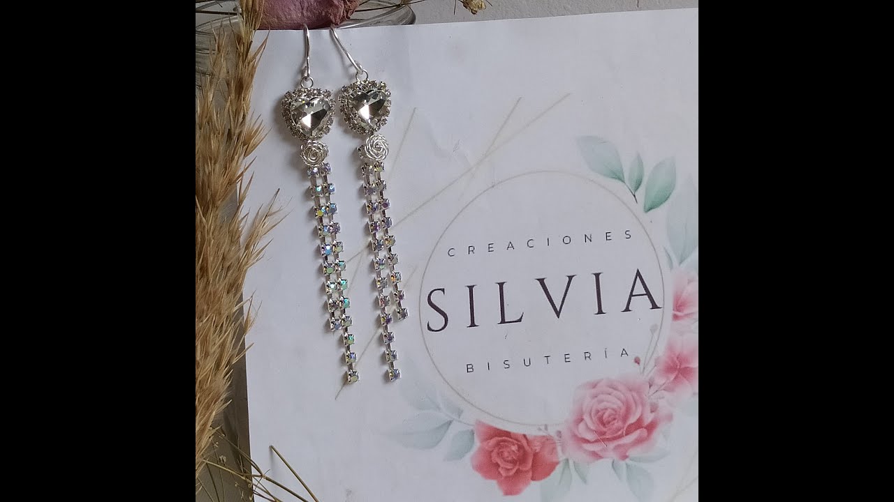 COMO HACER UNOS ARETES LARGOS PARA FIESTA COLOR PLATA CURSO #56