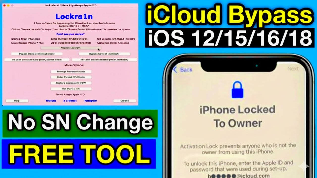 FREE iCloud Bypass Tool iOS 12 to iOS 18 Activation Lock Bypass Without SN Change 2026