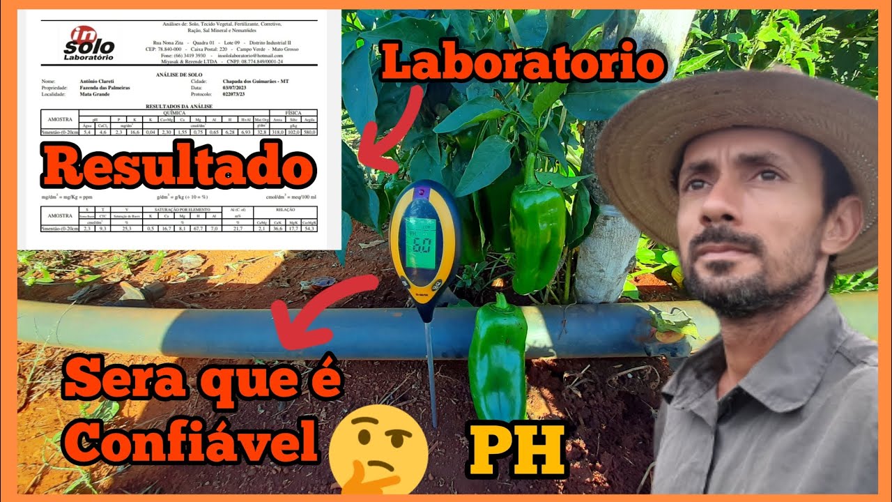 Comparativo entre análise de solo laboratório e medidor digital de PH.