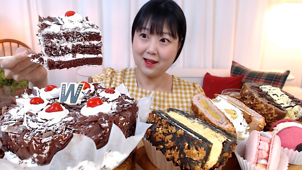 청주 우리베이커리 초코케이크 파바 신상맘모스빵 마카롱 황치즈맘모스 초코바나나맘모스 고구마생크림맘모스 먹방 Chocolate cake Korean Dessert Mukbang