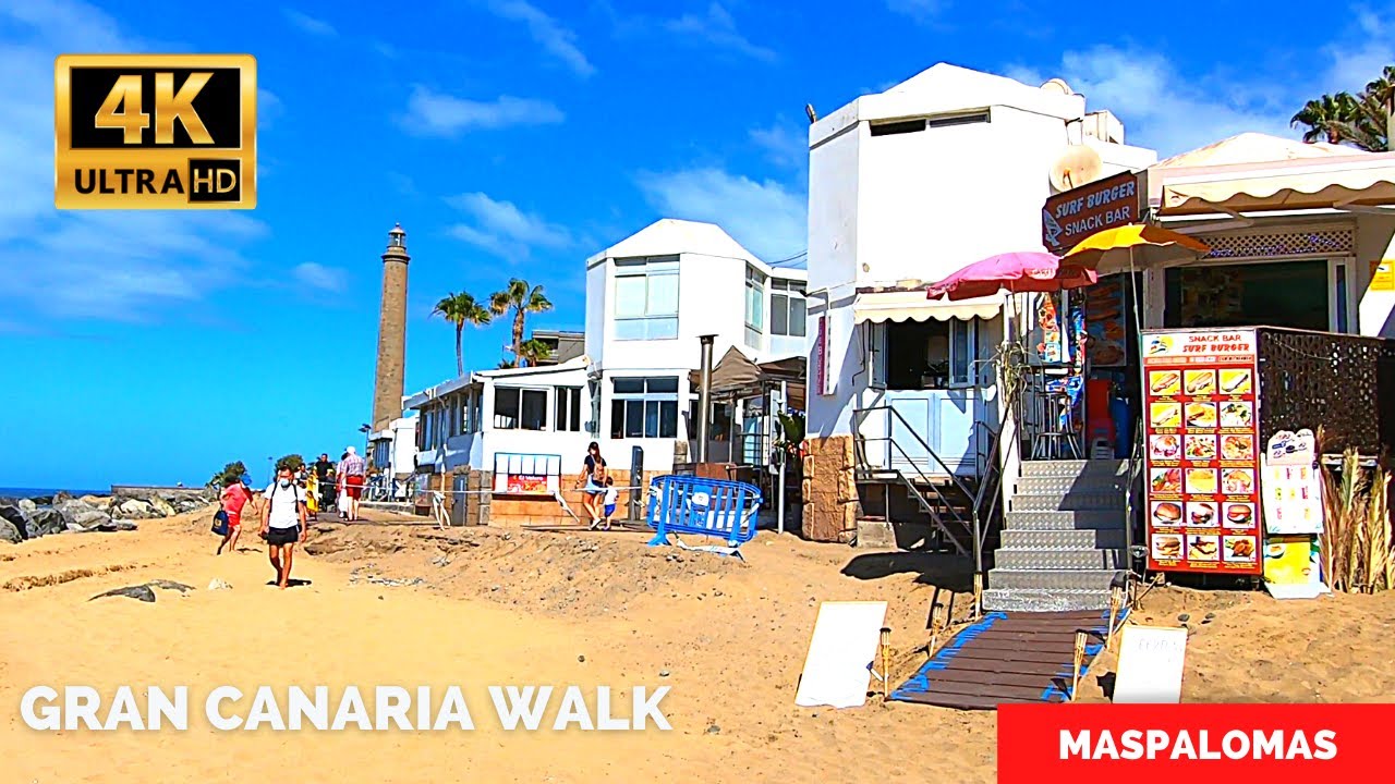 Gran Canaria Maspalomas Walk | Seaside Palm Beach to Lighthouse Canarias 🔴 June 4, 2021