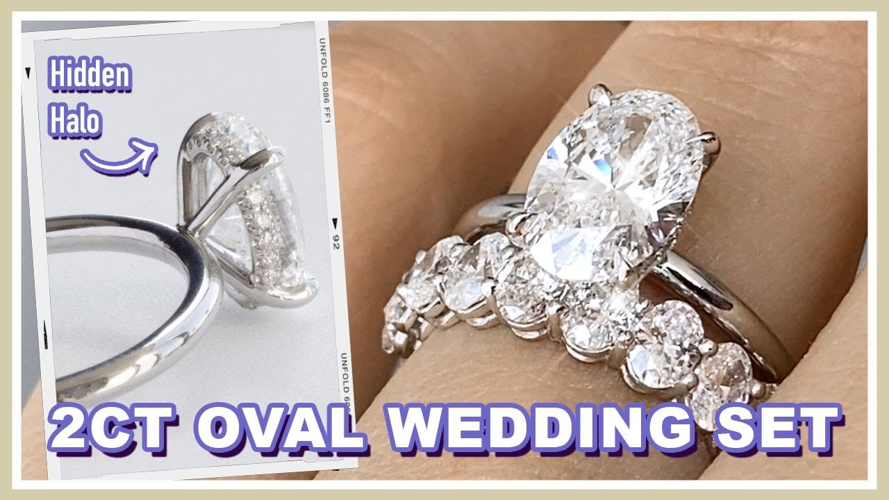 3.50ct Oval Eternity Band Paired with 2ct Oval Hidden Halo Solitaire