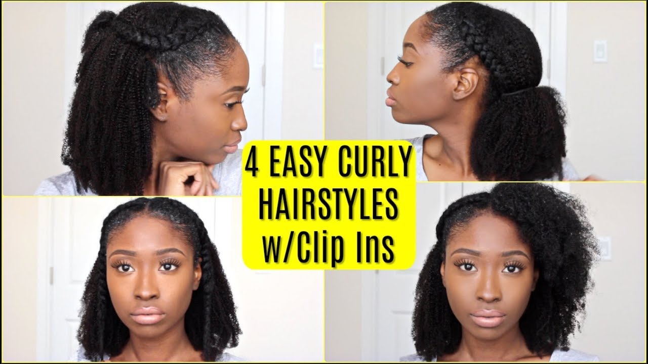 4 Easy Curly Hairstyles For Curly Hair ft HerGivenHair Natural Hair Clip Ins