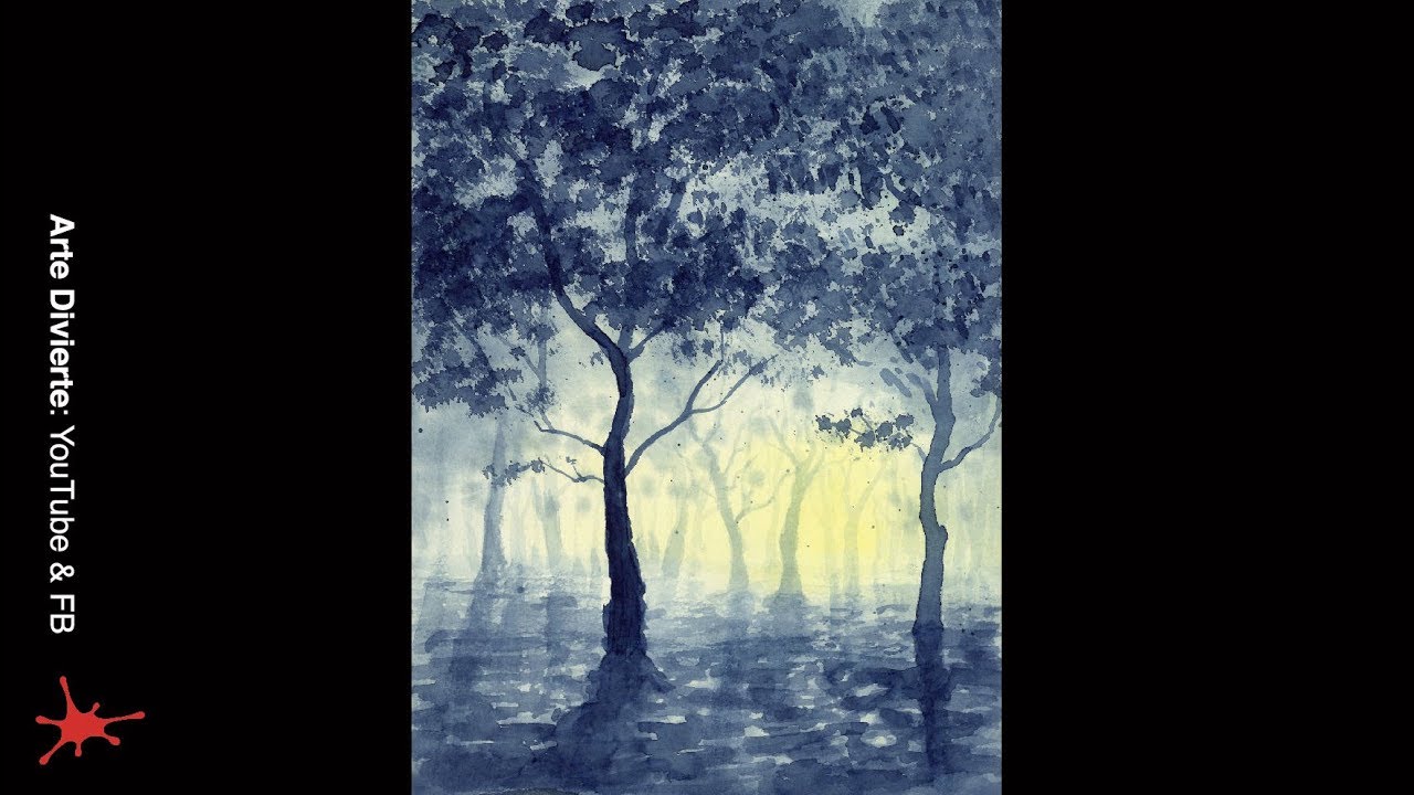 CÓMO PINTAR UN BOSQUE EN ACUARELA - FÁCIL - Para principiantes - Fantasy