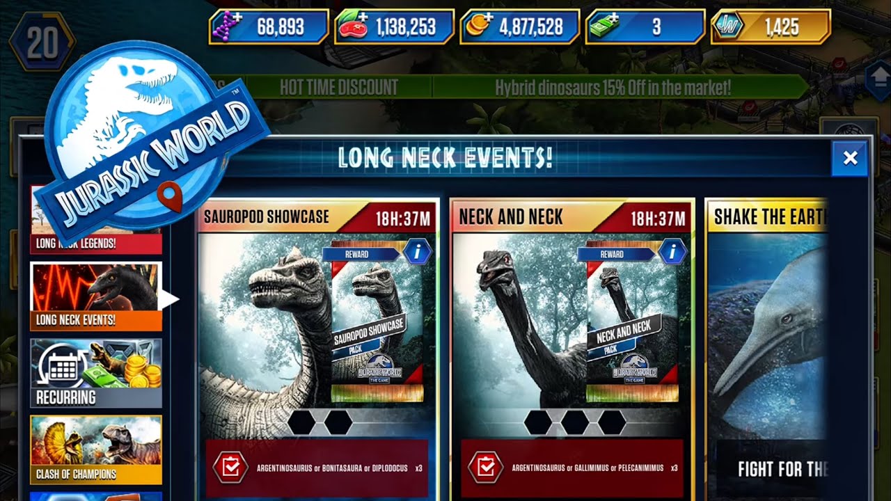 NEW EVENTS! JURASSIC WORLD THE GAME