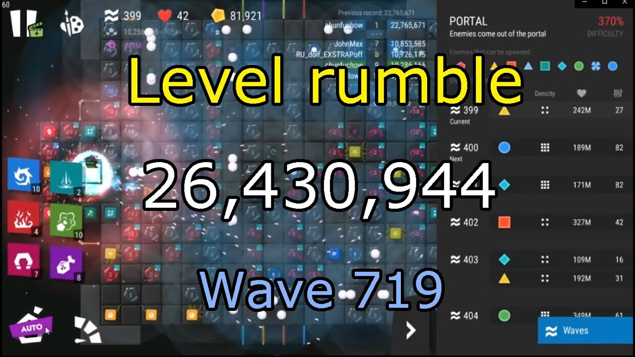 Infinitode 2 level rumble : 26,430,944 score (wave 719)