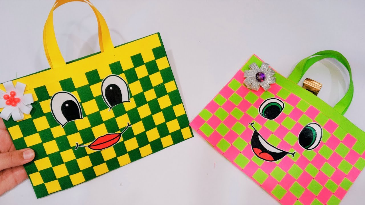 DIY Cute Paper Bag 👜 | Easy Handmade Gift Bag Idea | Paper Weaving Craft.