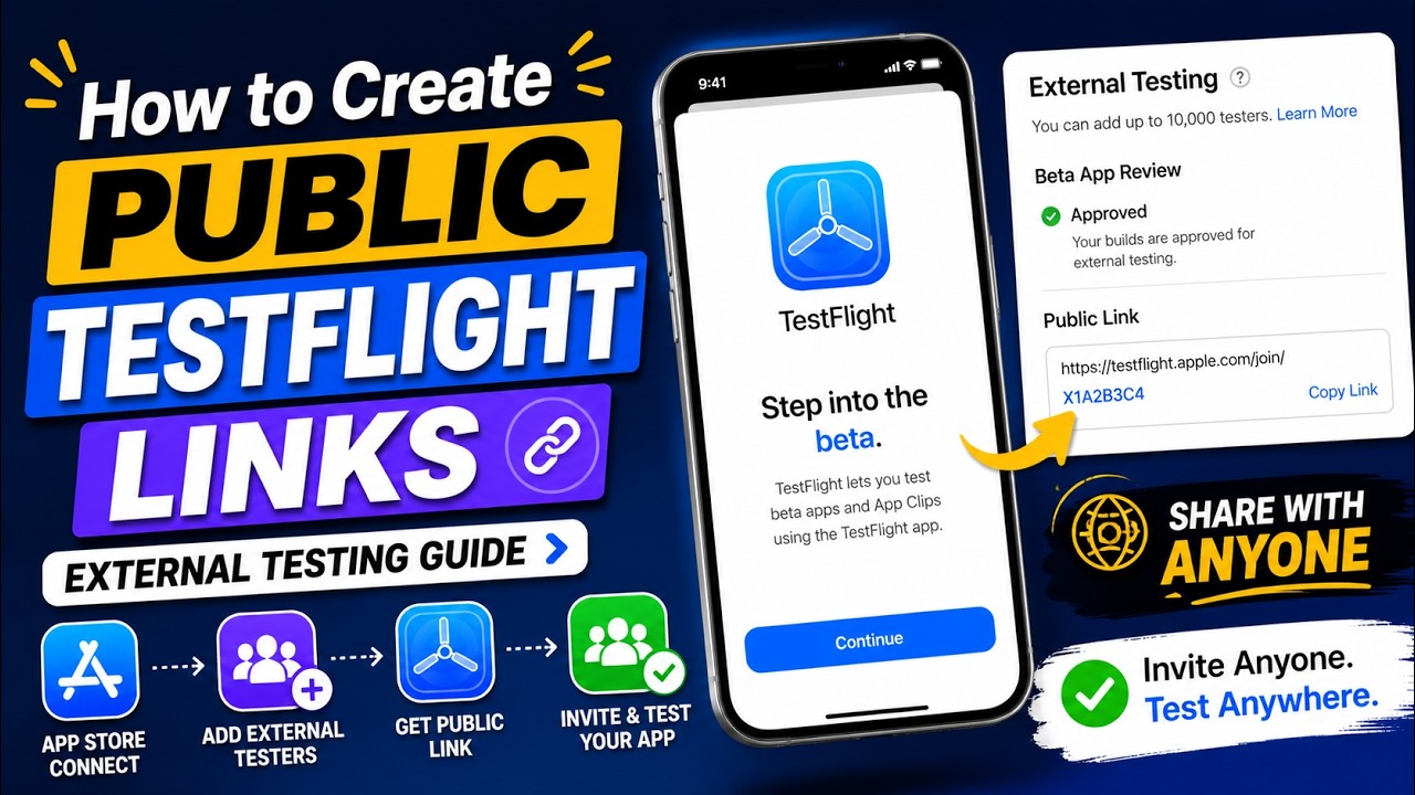 Как создать публичные ссылки TestFlight (внешнее тестирование) | Приглашение бета-тестеров на iPh...
