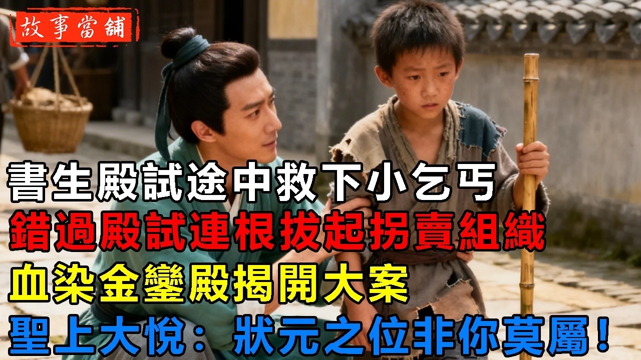 書生殿試途中救下小乞丐，錯過殿試連根拔起拐賣組織，血染金鑾殿揭開大案，聖上大悅：狀元之位非你莫屬！| 民間故事 | 故事當舖