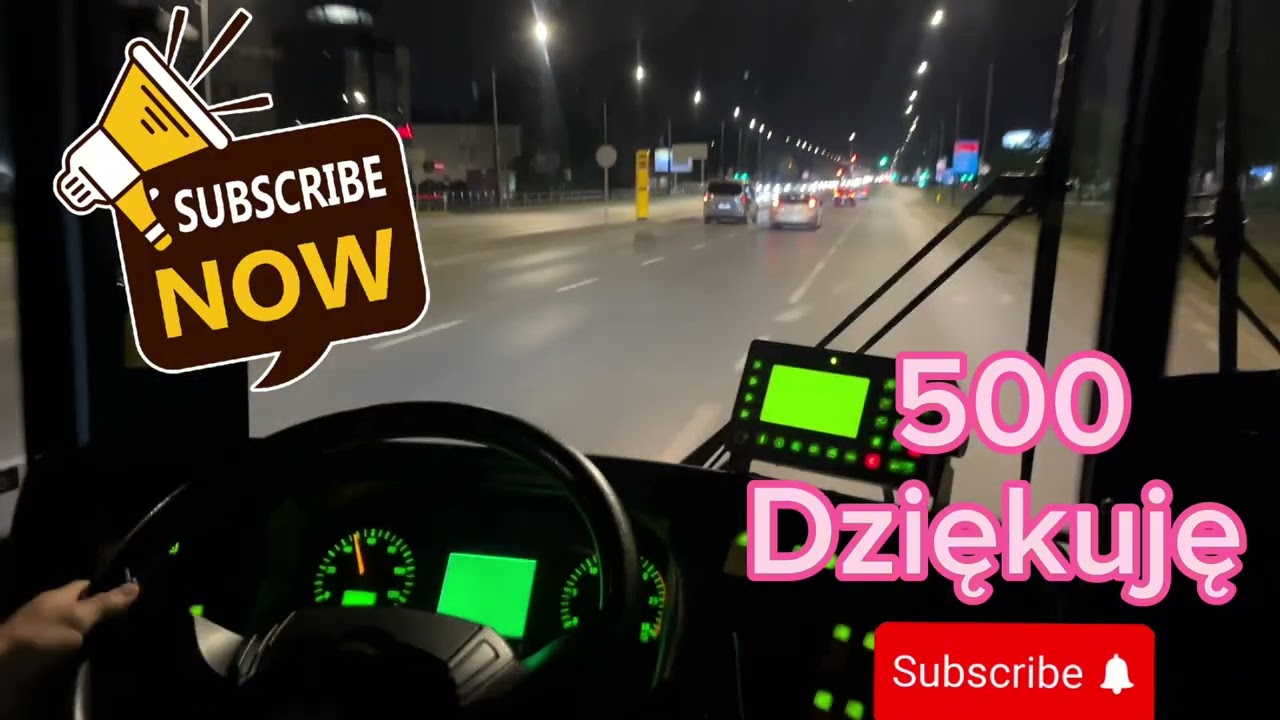 Przejazd techniczny. Aktywnie, kierowca autobusu, ulicami Warszawy.
