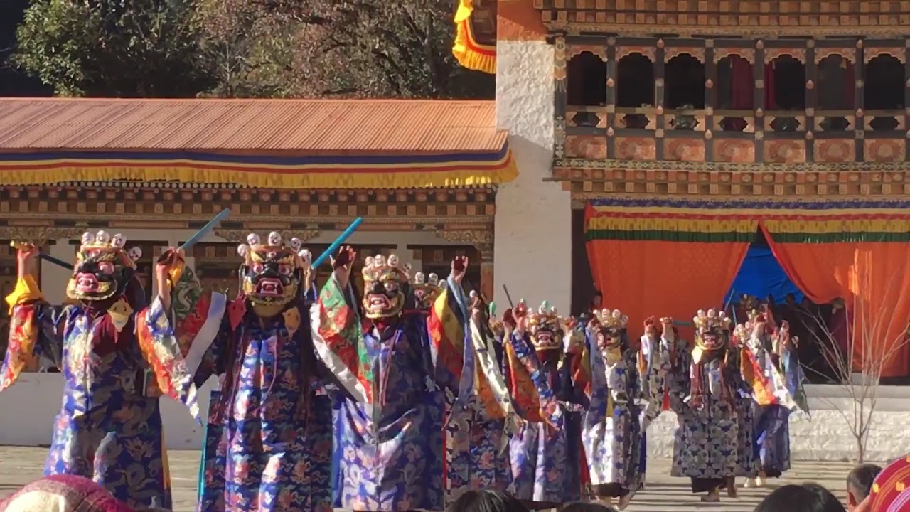 Mask dance during Tshechu at Barshong, khaling, Trashigang, Bhutan