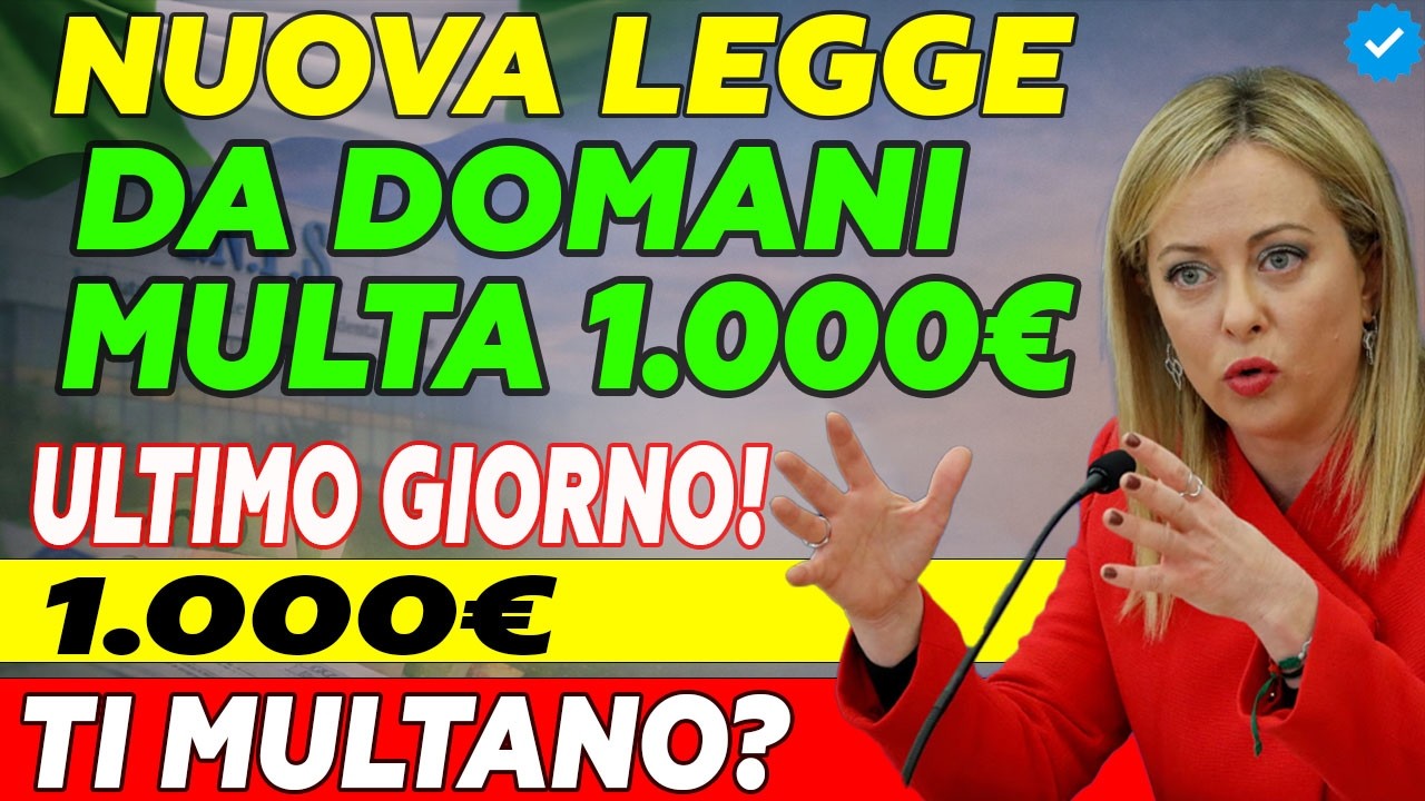 🚨 Solo 1 Giorno Rimasto! Nuova Legge Stradale – Rischio Multa Fino a 1.000€