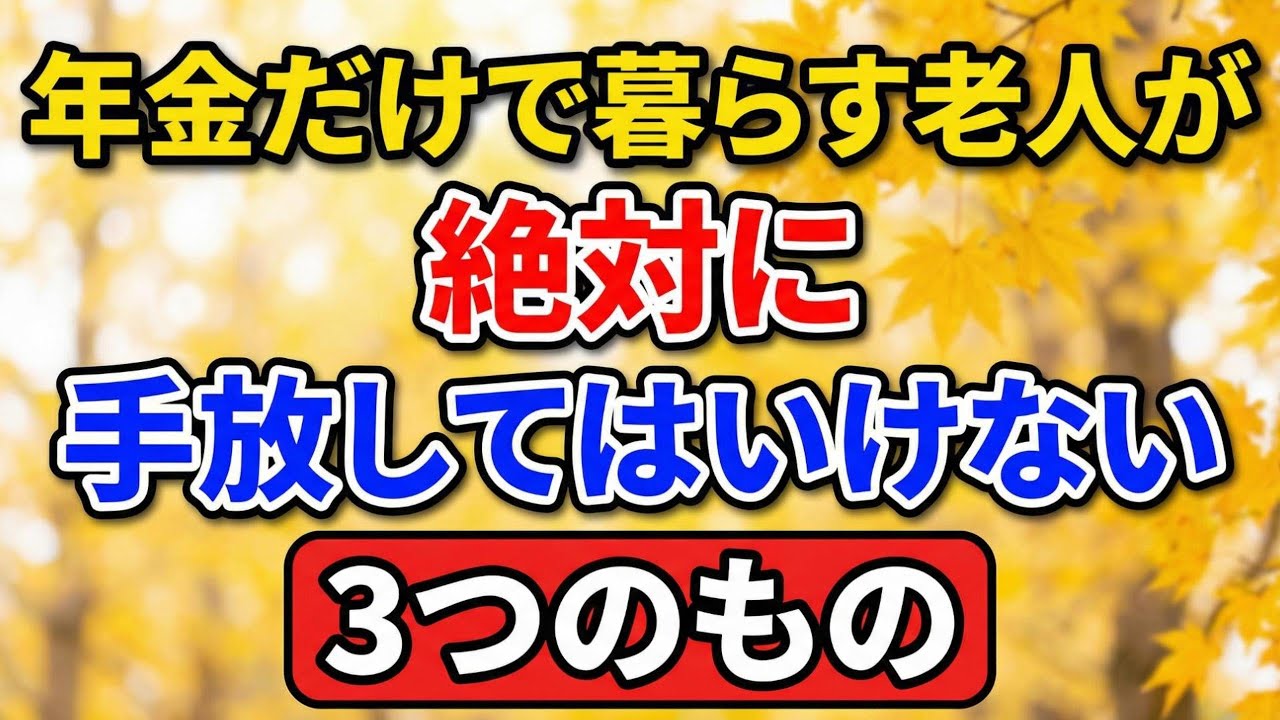 年金だけで暮らす老人が、絶対に手放してはいけない3つのもの 【陽だまりの老後】#老後の暮らし #シニアライフ #終活 #人間関係 #人生経験 #感動する話 #年金生活 #生き方