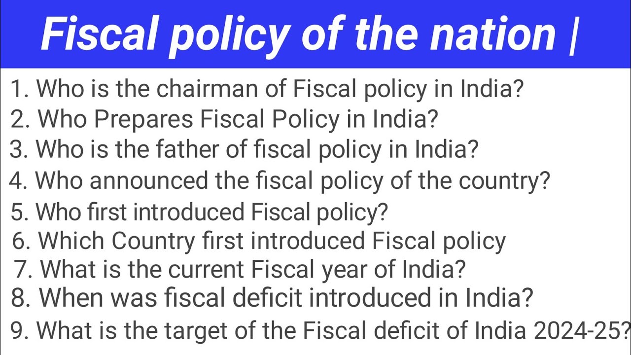 Fiscal policy of the nation ttaadc | Ttaadc fiscal policy