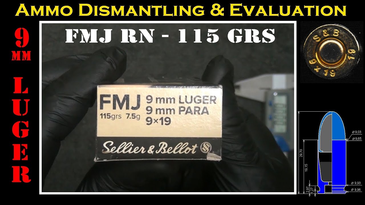 9mm Ammo Deconstruction (Sellier & Bellot 115gr FMJ - V310492 - SB9A) Ammo Dismantling & Evaluation
