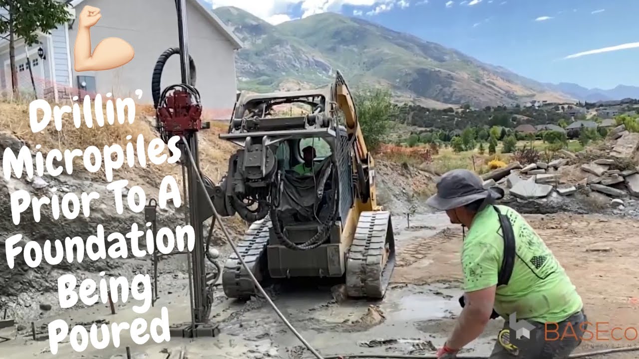 Drilling Hollow Bar Micropiles Prior To A Foundation Being Poured