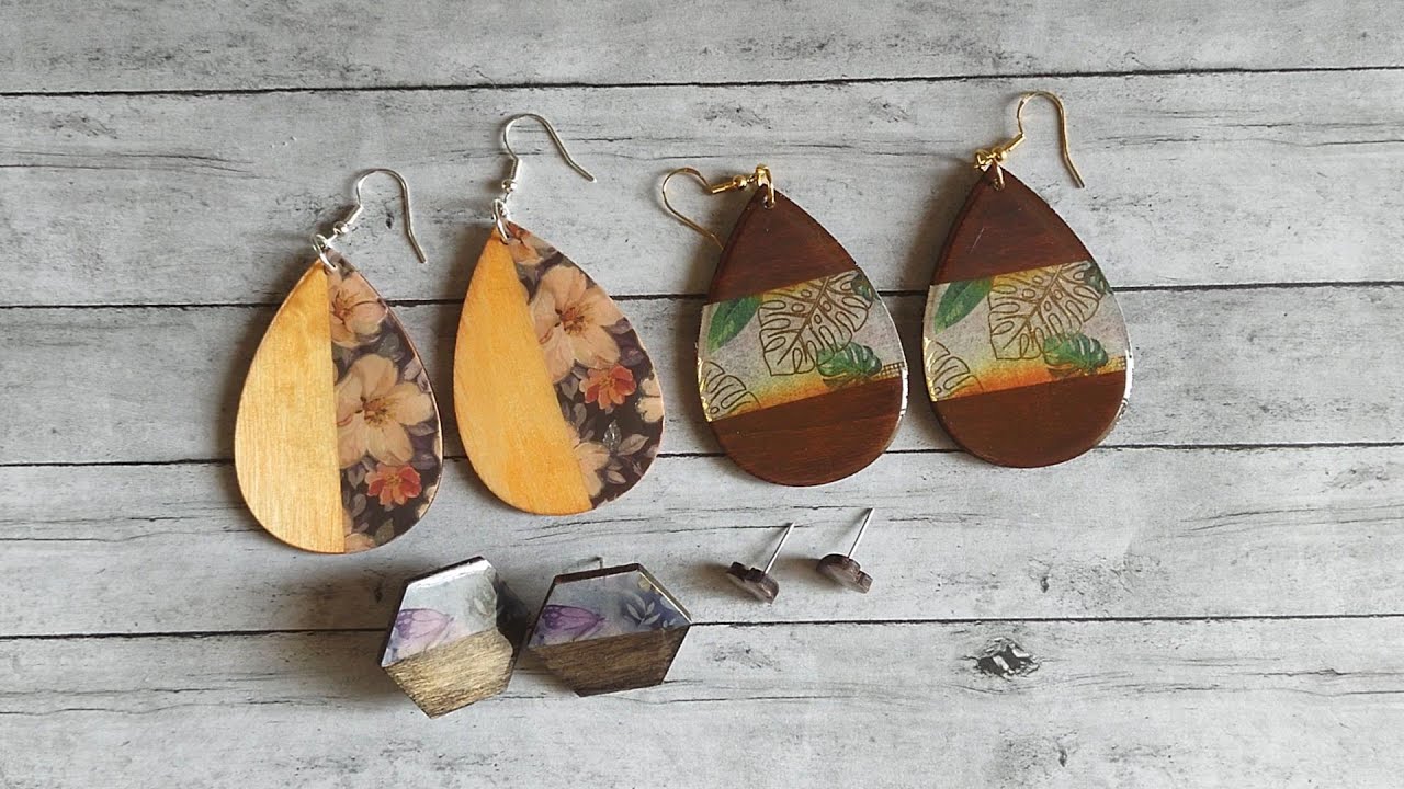 Wood and Washi Tape Earrings No Resin Needed Tutorial Part 1