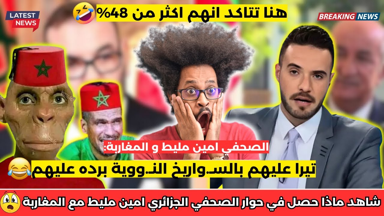 شاهد ماذا حصل في حوار الصحفي الجزائري امين مليط مع المغاربة 😂 هاذو اكثر من 48%