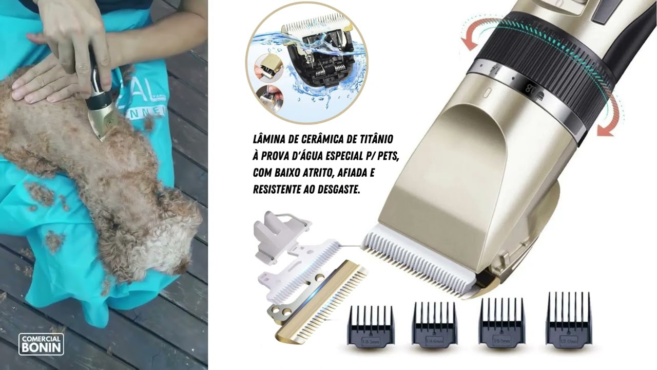 Kit M&aacute;quina De Tosa Pets Gato Cachorro Tosador Profissional - Comercial Bonin #banhoetosa
